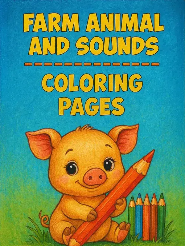 Farm Animal and Sounds Coloring Pages — free printable coloring book cover
