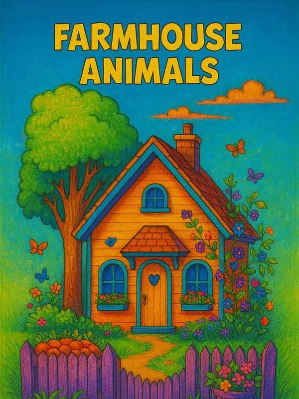 My First Farmhouse Animals (12 Pages) printable coloring book cover