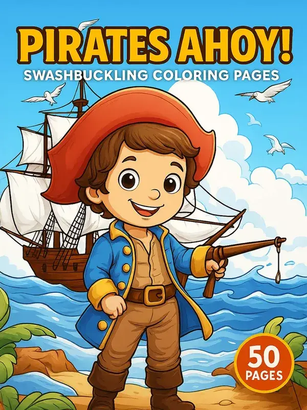 Pirates Ahoy! – 50 Swashbuckling Coloring Pages printable coloring book cover