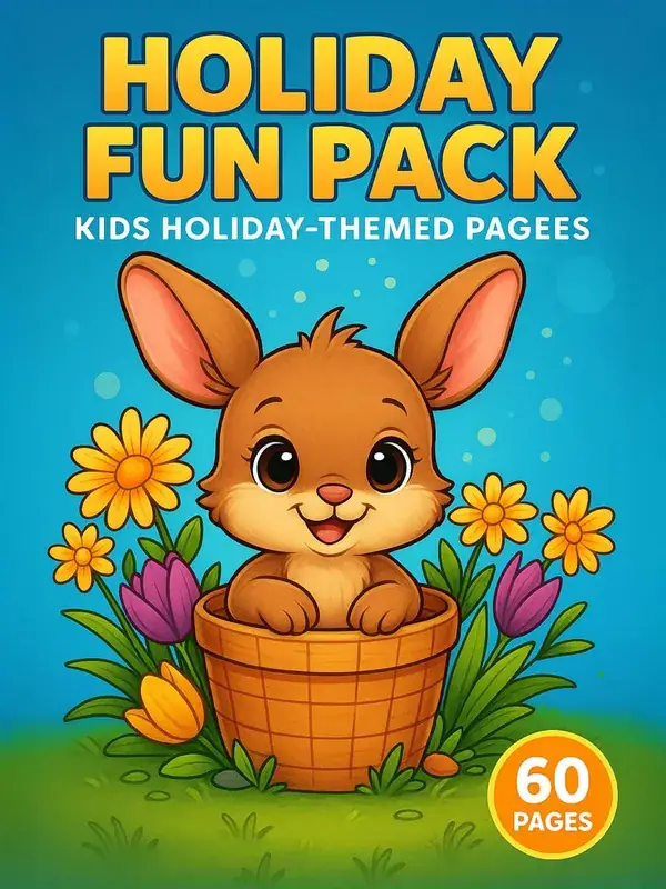 Holiday Fun Pack – 60 Kids Holiday-Themed Coloring Pages printable coloring book cover