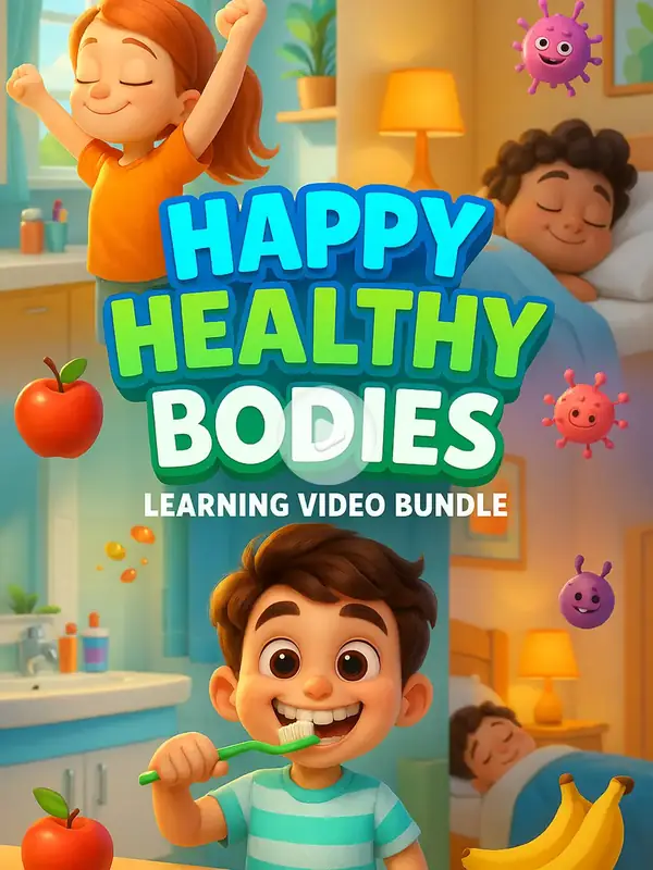 Happy Healthy Bodies - Learning Video Bundle for One Dollar — free printable coloring book cover