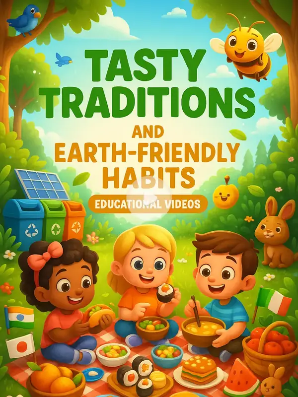 Tasty Traditions and Earth-Friendly Habits - Educational Videos printable coloring book cover