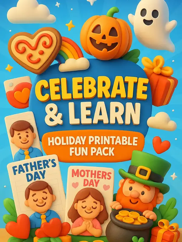 Celebrate & Learn - Holiday Printable Fun Pack (245 Pages) printable coloring book cover