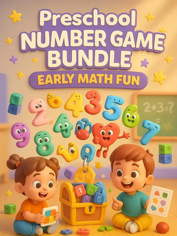 Preschool Number Game Bundle – 1170 Pages of Early Math Fun for One Dollar — free printable coloring book cover
