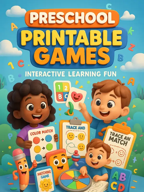 Preschool Printable Games – 880 Pages of Interactive Learning Fun for One Dollar — free printable coloring book cover