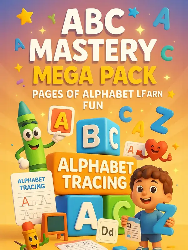 ABC Mastery Mega Pack – 1500+ Pages of Alphabet Learning Fun for One Dollar — free printable coloring book cover