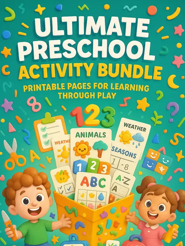 Ultimate Preschool Activity Bundle – 490+ Printable Pages for Learning Through Play printable coloring book cover